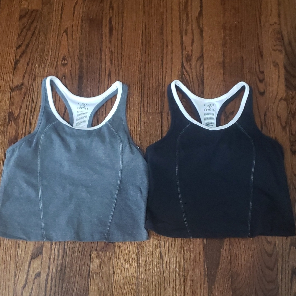 Gray and Black Racerback Sports Bras With Short - Picture 2 of 12